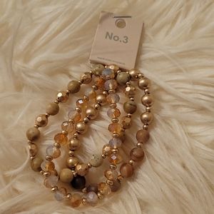 Gold and Natural Tone Stretch Bracelet